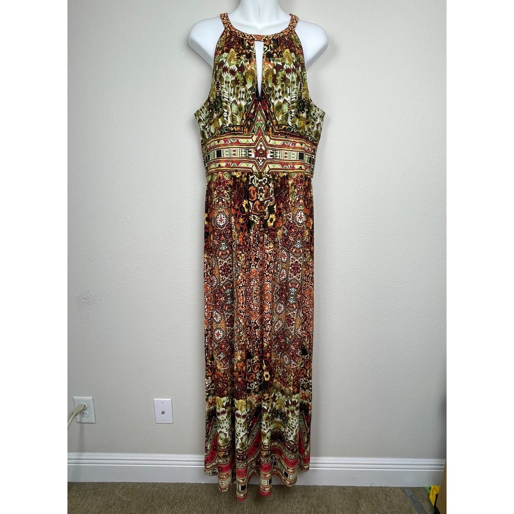 Boston Proper Size‎ 12 Maxi Dress High Neck Jersey Keyhole Resortwear